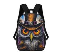 sinyumoney Whimsical Owl Art Print Backpack 3D Print Kids Bag Elementary Students Daypack Lightweight School Bag for Children Girls Boys Nursery Lunch Pack 17inch
