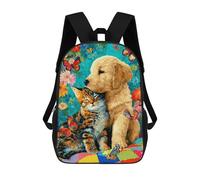 sinyumoney Whimsical Pet Garden Art Print Children's School Backpack Fashion Casual 17inch 3D Printed School Bags Boy School Backpack Large Backpack
