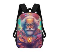 sinyumoney Whimsical Portrait with Flowers Kids Backpacks,3D Personalized School Bookbags for Boys Girls Large Schoolbags Casual Daypack 17inch