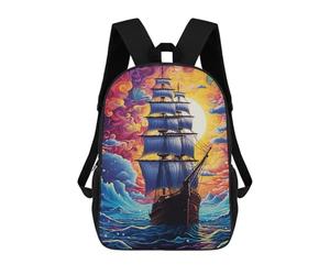 sinyumoney Whimsical Sailing Voyage Rucksack Lightweight Casual Daypack School Backpacks for School/Work/Travel 17inch