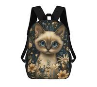 sinyumoney Whimsical Siamese Cat School Backpack Work Laptop Backpack Rucksack Bag for Camping Outdoor Adventures And Daily Travel 17inch