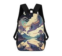 sinyumoney Whimsical Sky Reflections 3D Printed Children's School Backpack for Kids Travel Rucksacks Book Bags Kids School Bag 17inch
