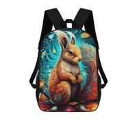 sinyumoney Whimsical Squirrel Artwork Backpacks, Kids Backpack Student School Bag 3D Printed Travel Backpacks Fashion Accessory Backpack Children Waterproof School Bags 17inch