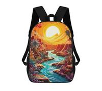 sinyumoney Whimsical Sunset Canyon Backpacks 3D Printed Kids School Backpack School Bag Fashion Rucksacks for Boys Elementary And Middle School Students 17inch
