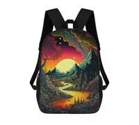 sinyumoney Whimsical Sunset Landscape Backpack 3D Print Kids Bag Elementary Students Daypack Lightweight School Bag for Children Girls Boys Nursery Lunch Pack 17inch