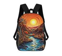 sinyumoney Whimsical Sunset Stream Backpack School Backpack Kids School Bag Large Capacity Kids Backpack for School Rucksack 3D Book Bag Gifts for Kids 17inch