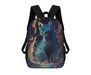 sinyumoney Whimsical Waterfall Cat School Bags Daypacks Business Backpack Water Resistant Bookbag for Men, Women & Teenage Boys 17inch