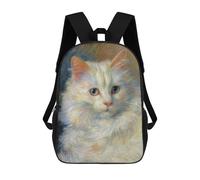 sinyumoney Whimsical White Cat Painting School Backpack Business Durable Laptop Bag for Camping Outdoor Adventures And Daily Travel 17inch