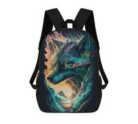 sinyumoney Whimsical Wolf Portrait -1 Backpack Schoolbags for Boys Girls Casual Sport Daypack Elementary Primary Large Capacity Bookbags 17inch