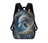 sinyumoney Whimsical World 3D Printed Children's 17 Inch Backpacks 3D Printed Casual School Bag for Boys Elementary And Middle