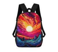 sinyumoney Whirling Cosmic Landscape Kids School Backpack 3D Printed Fashion School Bag Casual School Bag for Boys Elementary And Middle School Students 17inch