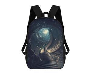 sinyumoney Whirlpool Library Staircase School Bag Backpack Teen Schoolbag 3D Printing Adjustable Schoolbag Fashion Pocket Bag for Kids Boys Girls Students And Teenagers Fans 17inch