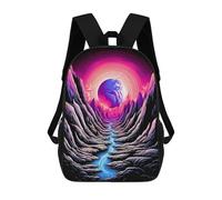 sinyumoney Whirlpool of Mountains And Moonlight Backpacks, Kids Backpack Student School Bag 3D Printed Travel Backpacks Fashion Accessory Backpack Children Waterproof School Bags 17inch