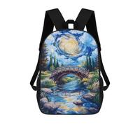 sinyumoney Whirlwind Bridge School Backpack School Bags for Girls Boys Backpack with Pocket Fashion School Bag Kids Backpack 17inch