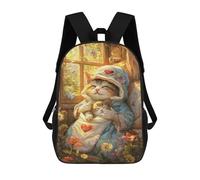 sinyumoney Whiskered Dreams Cozy Cat Nap Time Children's School Backpack Fashion Casual 17inch 3D Printed School Bags Boy School Backpack Large Backpack