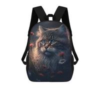 sinyumoney Whiskered Whimsy A Feline Fantasy School Bag Backpack Teen Schoolbag 3D Printing Adjustable Schoolbag Fashion Pocket Bag for Kids Boys Girls Students And Teenagers Fans 17inch