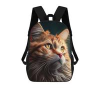 sinyumoney Whiskered Whimsy Feline Fine Art School Bag 3D Printed Backpacks Fashion Kids School Backpack Boys Rucksacks for Boys Middle School Students 17inch