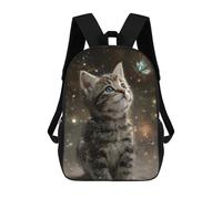 sinyumoney Whiskered Wonder Kitten's Gaze Children's Backpacks School Backpack 3D Printed for Kids Travel Rucksacks Book Bags Kids 17inch School Bag