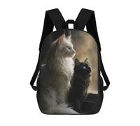 sinyumoney Whispering Cats A Cozy Pair Backpack School Bag Computer Rucksack for School/Work/Travel for Camping Outdoor Adventures And Daily Travel 17inch