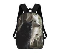 sinyumoney Whispering Cats & Wolves Backpack School Bag Lightweight Casual Daypack School Backpacks for Teenage Girls Boys Women Men 17inch