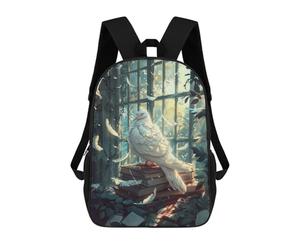 sinyumoney Whispering Feathers A Magical Library Scene -1 Backpack School Bag Lightweight Casual Daypack School Backpacks for Teenage Girls Boys Women Men 17inch