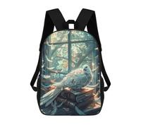 sinyumoney Whispering Feathers A Magical Reading Nook 3D Printed Kids 17inch Backpacks Boys Fashion Travel Backpacks School Bag for Boys Elementary And Middle School Students