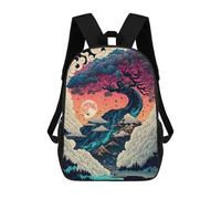sinyumoney Whispering Mountains, Moonlit Sky Fashion Student School Backpack Suitable for Boys Girls Kids Casual Outdoor Travel Essential Daypack 17inch