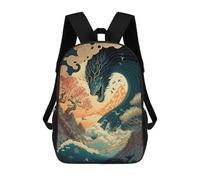 sinyumoney Whispering Waves of The Unknown Kids Backpack, Backpack School Bag, Backpacks Kids School 3D Printed School Bags for Elementary And Middle School Students Teens Birthday Gift 17inch