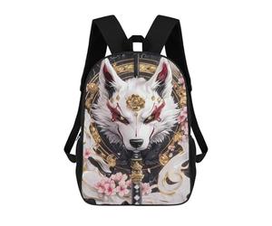 sinyumoney White Akita Dog with Katana Animal Backpack School Bag Rucksack Casual Daypacks School Work Travel Bag for Teenage Girls Boys Women Men 17inch