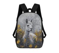 sinyumoney White Alpaca Painting Kids Backpack, Kids School Bag 3D Printed School Backpacks for Boys And Teenager School Students 17inch