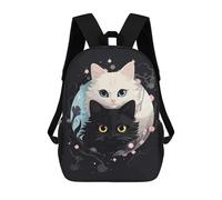 sinyumoney White And Black Anime Cats Backpack School Bag Lightweight Airport College Students Back Pack for Men, Women & Teenage Boys 17inch