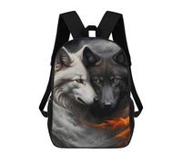sinyumoney White And Black Wolves Backpack School Secondary Causal Travel High School Bags for Campus Outdoor Travel Sports 17inch