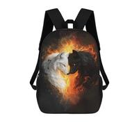 sinyumoney White And Black Wolves in Flames Backpack School Bag Travel College Rucksack Backpacks for Campus Outdoor Travel Sports 17inch