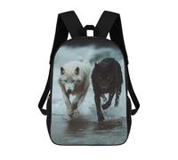 sinyumoney White And Black Wolves Running Backpack School Business Durable Laptop Bag for Camping Outdoor Adventures And Daily Travel 17inch