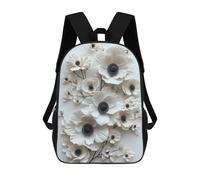 sinyumoney White Anemone Flowers Backpack 3D Printed Children's School Backpack for Kids High Capacity Travel Rucksacks Book Bags Kids School Bag Back Pack 17inch