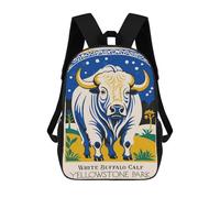 sinyumoney White Buffalo Calf Park Kids Backpack 17 Inch School Bag 3D Printed Cartoon School Backpacks for Boys And Teenager School Students