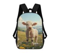 sinyumoney White Bull Calf in Meadow Backpack 3D Printed Kids School Backpack High Capacity Travel Backpacks Book Bags Kids Backpack 17inch