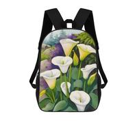 sinyumoney White Calla Lily Flowers 17 Inch Backpack School Bag Rucksack for Girls Boys Large Capacity Kids Back Pack Lightweight School Bags for Children Students