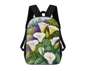 sinyumoney White Calla Lily Flowers Rucksack School Secondary High School College Backpack Travel for Campus Outdoor Travel Sports 17inch