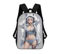 sinyumoney White Cat Anime Girl Backpack School Water Resistant Travel Backpack Computer Bag - Perfect for Travel, Work And Daily Use 17inch