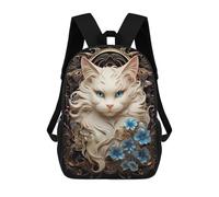 sinyumoney White Cat Art Nouveau Gem Backpack School Daypacks Business Backpack Water Resistant Bookbag for Men, Women & Teenage Boys 17inch