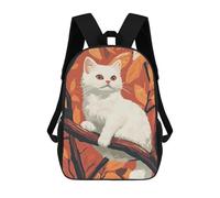 sinyumoney White Cat in Autumn Leaves Backpack School Water Resistant Travel Backpack Computer Bag for School/Work/Travel 17inch