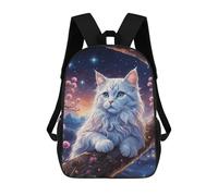 sinyumoney White Cat in Cherry Blossom Tree School Backpack Schoolbags For Girls Boys Backpack With Pocket Fashion School Bag Kids Backpack 17inch