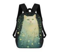 sinyumoney White Cat in Flowers Kids' Backpack 3D Printing School Bag Boys Cool Daypacks Casual Knapsack Fun Back Bag for Kids And Teenager 17inch