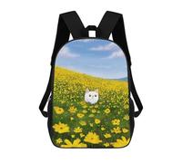 sinyumoney White Cat in Nature Backpack 3D Printed Children's School Backpack Kids Travel Backpacks High Capacity Book Bags Children's Backpack Rucksack 17inch