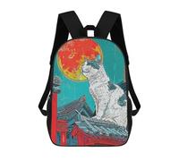 sinyumoney White Cat Japan Children's Backpacks School 3D Printed Bag Bookbag for Kids Travel Rucksacks Boy Girl Book Bags Kids School Bag 17inch