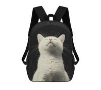 sinyumoney White Cat Portrait Backpack School Bag Large Water Resistant Laptop Backpack for Girls Boys Teenage 17inch