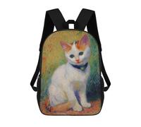 sinyumoney White Cat with Green Eyes School Backpack Water Resistant Travel Backpack Computer Bag for Men, Women & Teenage Boys 17inch