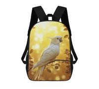 sinyumoney White Cockatoo in Golden Light Children's School Backpack Fashion Casual Children's Backpacks 3D Printed School Bags Boy Large Backpack 17inch