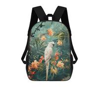 sinyumoney White Cockatoo in Tropical Paradise Backpacks Kids Student Schoolbag,3D Printed Backpacks,Elementary And Middle School Students Backpacks for Boys Girls 17inch